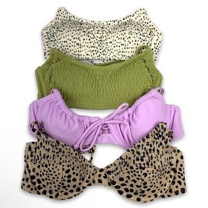 NEW! BUNDLE Xhilaration Lot of 4 Bikini Bralette Smocked Underwire Swim Tops XS